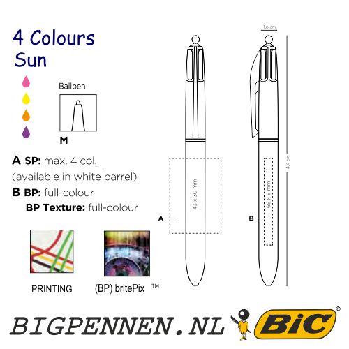 BIC 4 colours Sun drukformaten