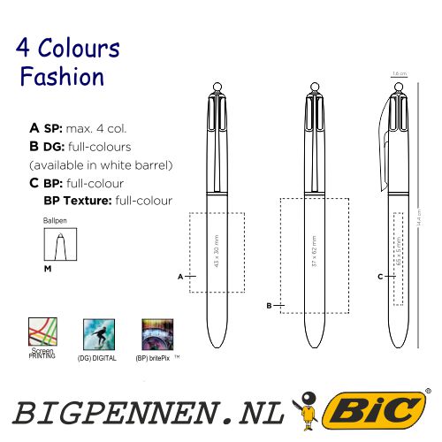 BIC 4 colours fashion drukformaten