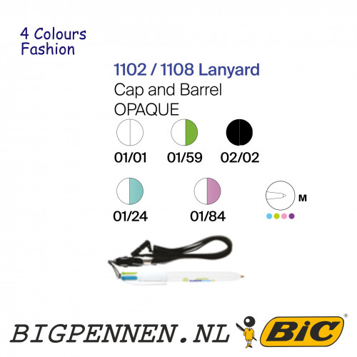 BIC 4 colours fashion with lanyard kleuren