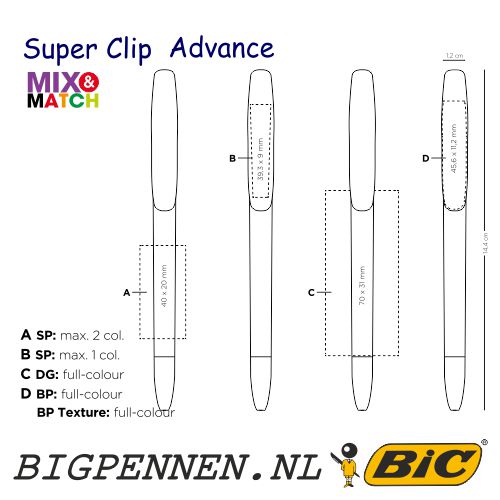 BIC Super Clip advance bedrukkingslocatie