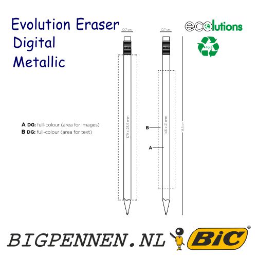 BIC evolution eco eraser digital en metallic drukformaten