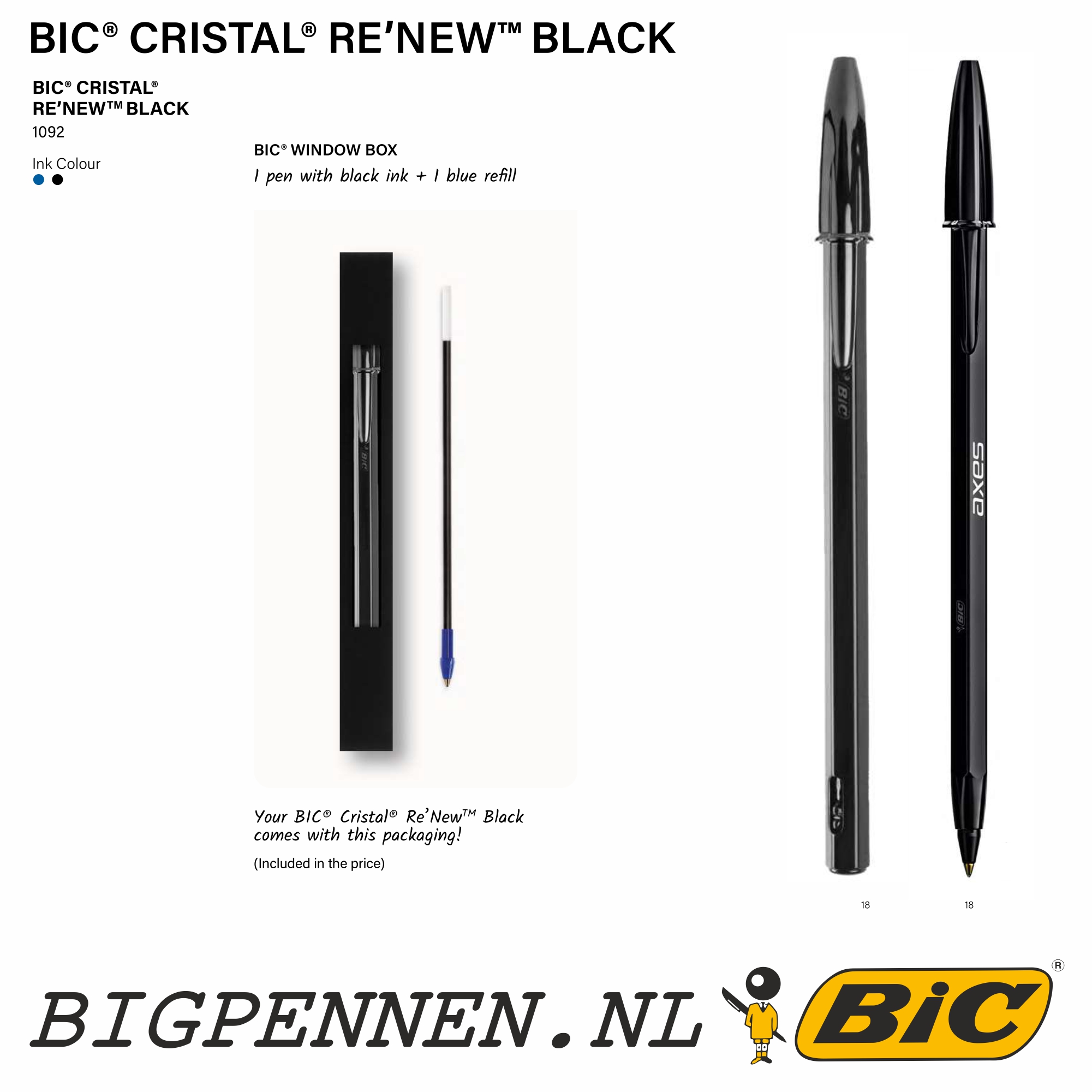 BIC® Cristal® Re'New Full Shine Black
